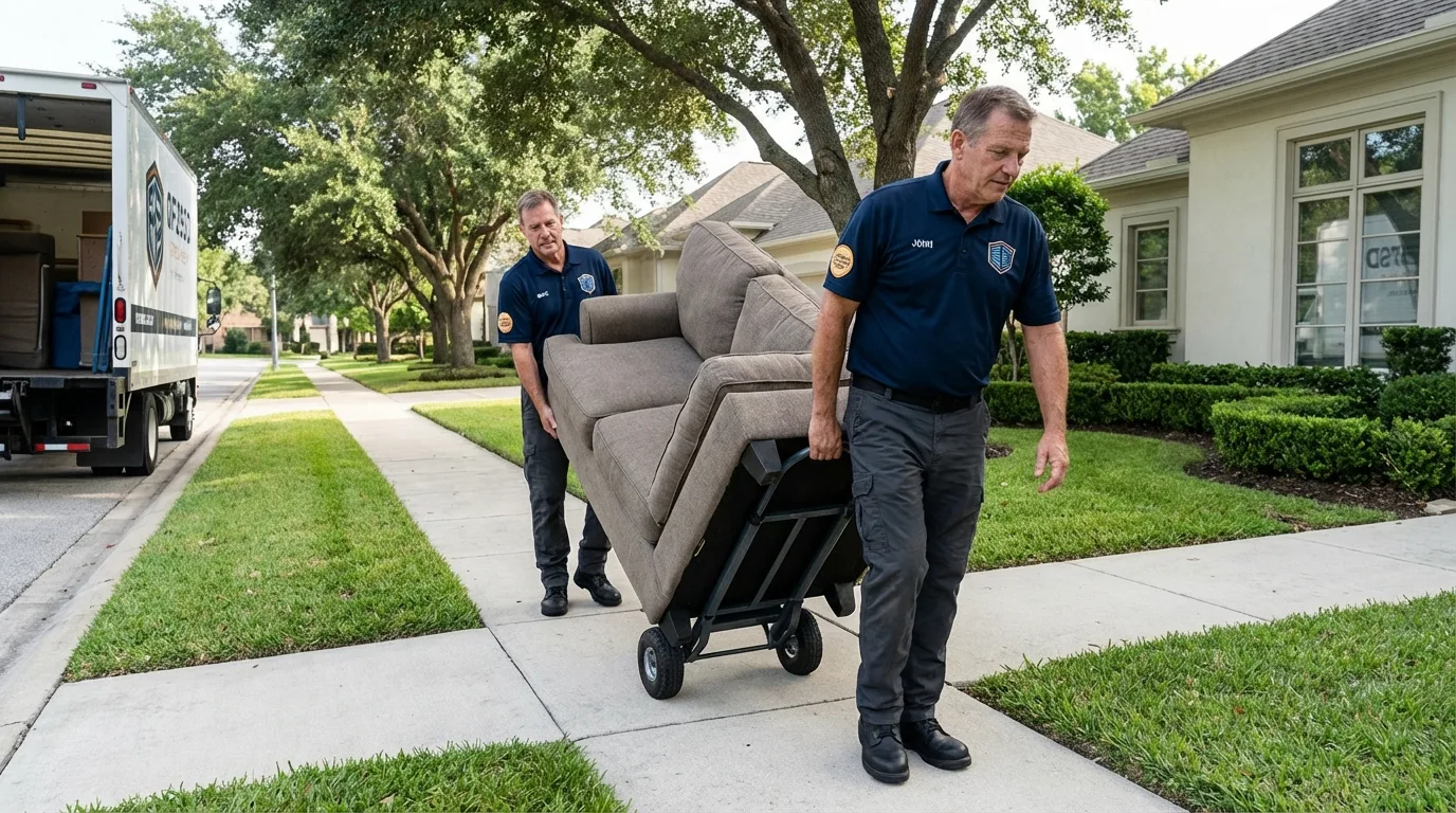 Local residential moving crew loading furniture in Old Bridge, NJ