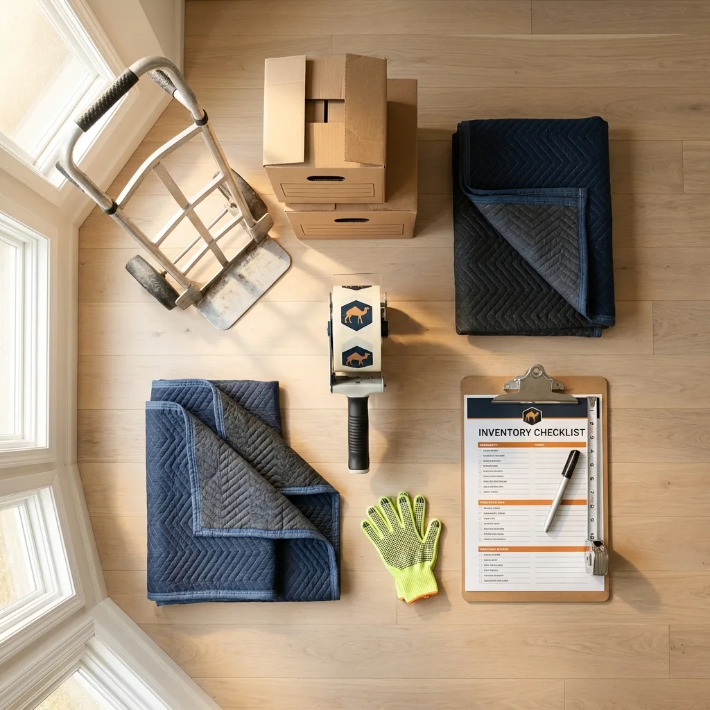 Professional moving supplies and packing materials layout for Old Bridge residential relocations